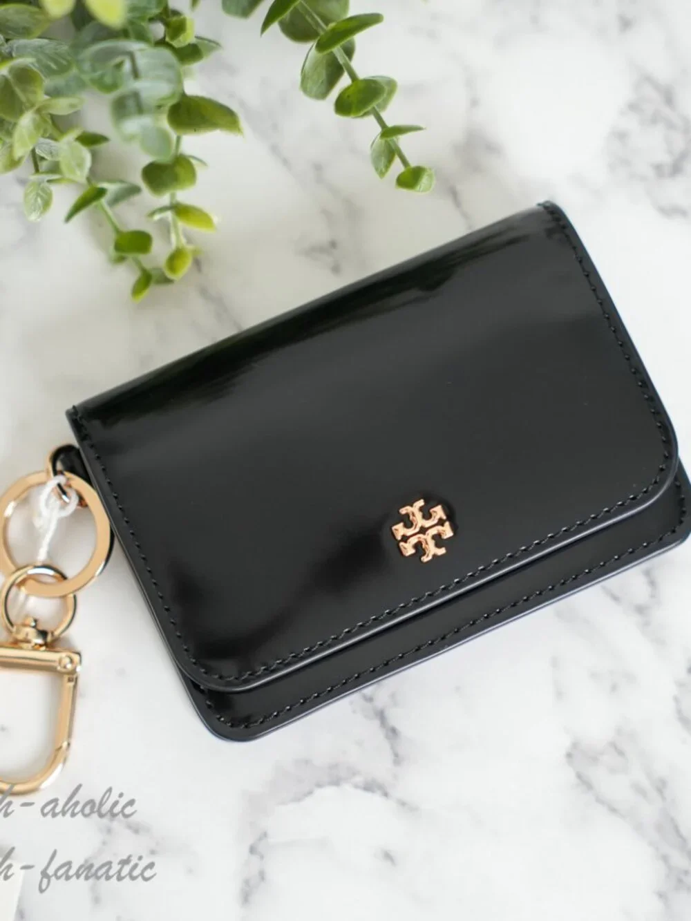 Tory Burch Emerson Smooth Leather Flap Card Case 176972 Black NWT